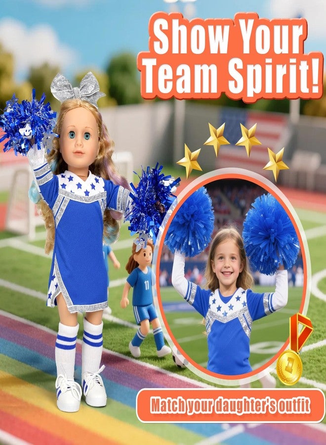 ARTST Cheer Uniform Doll Outfit-American 18 inch Doll Clothes & Accessories Set Including Clothing Pom Poms,Shoes,Socks and Hairbow,Sport Gifts for Girls Age 6+ - Image 3